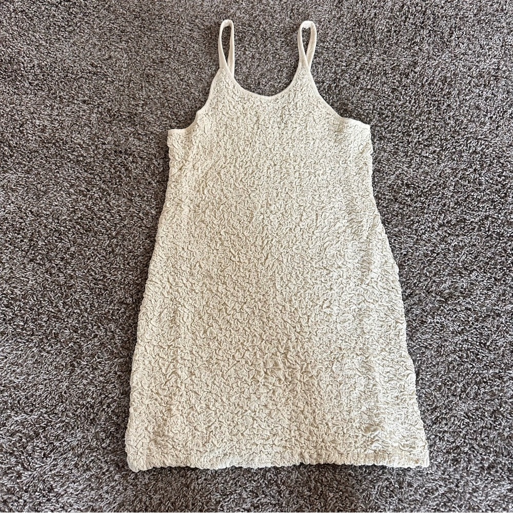 Free People Cream Textured Mini Dress